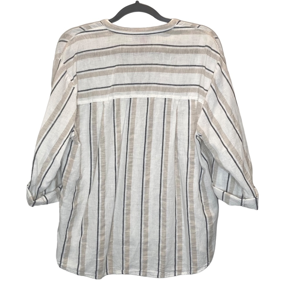 Vince Camuto Linen Stripe Button Down Shirt Size Medium - Picture 9 of 14